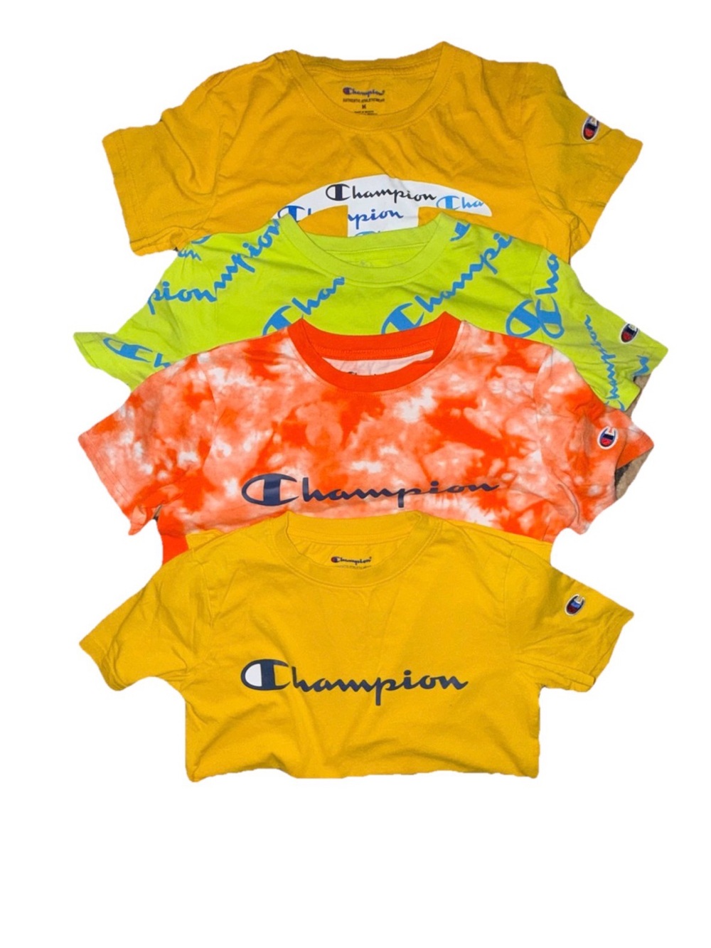 Champion Kids Short Sleeve Tees - Yellow, Lime, Orange Tie-Dye 4pc (Medium10-12)